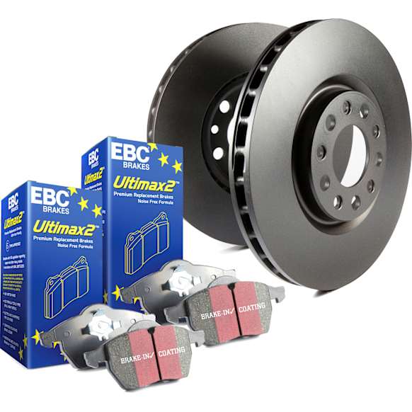 S1KR1490 Rear Brake Disc and Pad Kit, Plain Surface 5 Lugs 330.2 mm Aramid Fiber RWD S1 Ultimax2 Pad and RK Premium Rotors