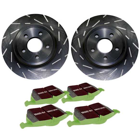 S2KR2097 Rear Brake Disc and Pad Kit, Slotted 5 Lugs 245.11 mm Aramid Fiber S2 Greenstuff 2000 and USR Sport Slotted Rotors