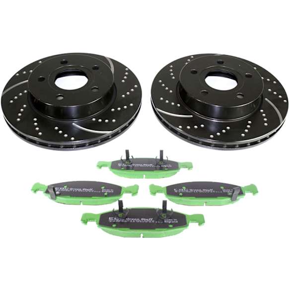 S3KF1086 Front Brake Disc and Pad Kit, Dimpled and Slotted 5 Lugs 305.05 mm Aramid Fiber S3 Greenstuff 6000 and GD Sport Slotted and Dimpled Truck and SUV Rotors