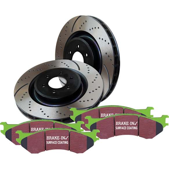 S3KF1211 Front Brake Disc and Pad Kit, Dimpled and Slotted 5 Lugs 314.96 mm Aramid Fiber S3 Greenstuff 6000 and GD Sport Slotted and Dimpled Truck and SUV Rotors