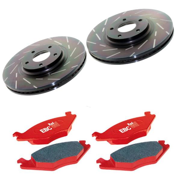 S4KF1075 Front Brake Disc and Pad Kit, Slotted 5 Lugs 325.88 mm Aramid Fiber Ceramic S4 Redstuff Ceramic Pad and USR Sport Slotted Rotors