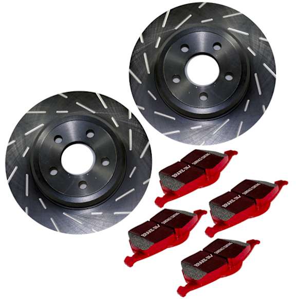 S4KF1152 Front Brake Disc and Pad Kit, Slotted 5 Lugs 350.52 mm Aramid Fiber Ceramic S4 Redstuff Ceramic Pad and USR Sport Slotted Rotors