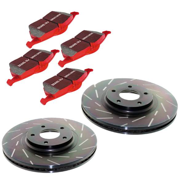 S4KF1267 Front Brake Disc and Pad Kit, Slotted 5 Lugs 276.1 mm Aramid Fiber Ceramic S4 Redstuff Ceramic Pad and USR Sport Slotted Rotors