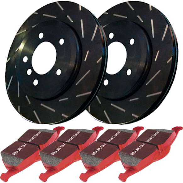 2011 Ford Fusion - Front Brake Disc and Pad Kit, Slotted, 5 Lugs, 298.96 mm, Aramid Fiber Ceramic, FMSI Pad No. D1164; Vented; 5 Bolt Holes; 299mm Dia.; 49mm Height; 25mm Thick; 72mm Center Hole Dia., S4 Redstuff Ceramic Pad and USR Sport Slotted Rotors