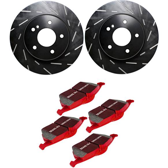 S4KR1304 Rear Brake Disc and Pad Kit, Slotted 5 Lugs 290.07 mm Aramid Fiber Ceramic S4 Redstuff Ceramic Pad and USR Sport Slotted Rotors