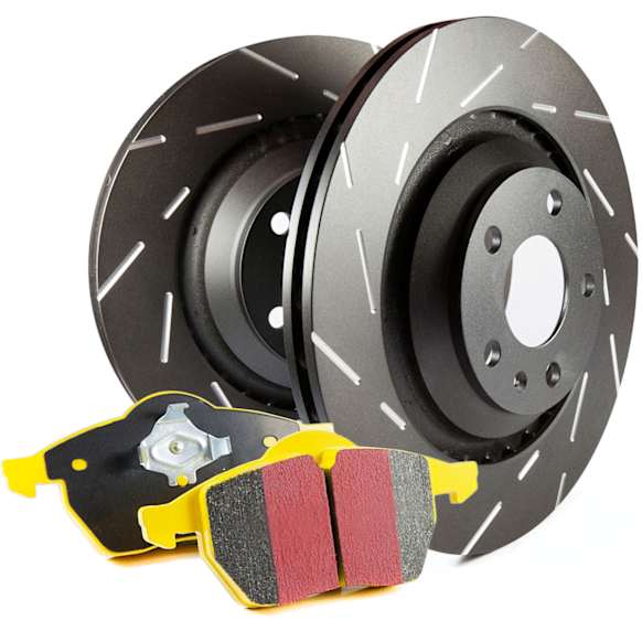 S9KR1522 Rear Brake Disc and Pad Kit, Slotted 5 Lugs Aramid Fiber S9 Yellowstuff Pad and USR Sport Slotted Rotors