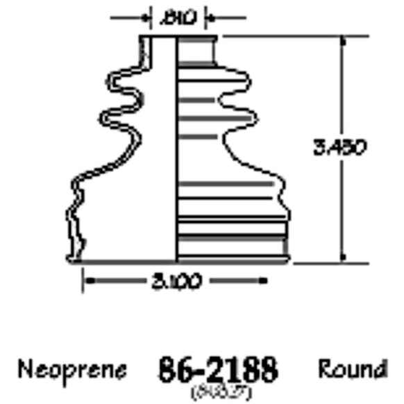86-2188-D CV Boot - Black, Neoprene, Direct Fit, Sold individually