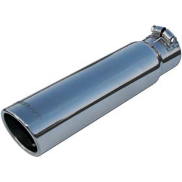 15361 Universal Exhaust Tip, Polished Stainless Steel, Rolled Edge Angle Cut, 3.0 in. Outlet Diameter, 2.5 in. Inlet Diameter, 12 in. Length, Clamp-On, Sold Individually