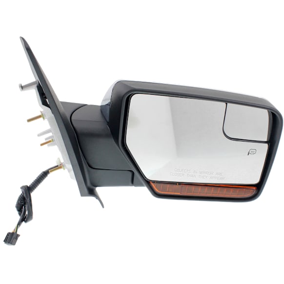 2013-2014 Ford Expedition - Passenger Side Mirror, Non-Towing, Power, Power Folding, Heated, Chrome, In-housing Signal Light, With memory, With Puddle Light, No Auto-Dimming, With Blind Spot Glass