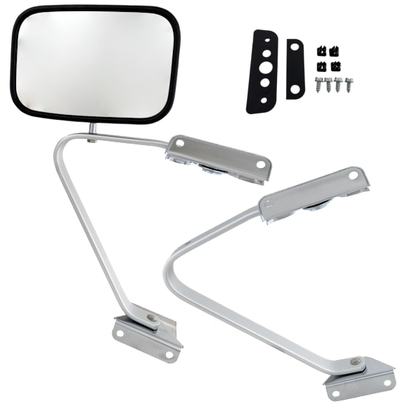 1991 Ford F-350 - Passenger Side Mirror, Manual Adjust, Non-Heated, Polished, Manual Folding, No Signal Light, No Blind Spot Feature, No Memory, No Puddle Light, No Auto-Dimming
