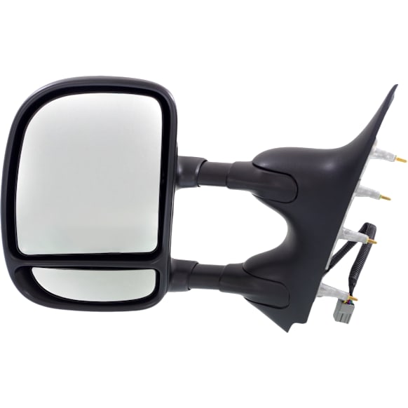 2009-2014 Ford E-150 - 4-bolt mount, Driver Side Towing Mirror, Power, Non-Heated, Manual Folding, Textured Black, No Signal Light, No Memory, No Puddle Light, No Auto-Dimming, No Blind Spot Feature