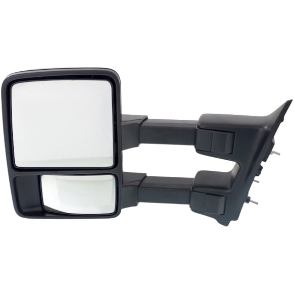 2008-2012 Ford F-250 Super Duty - Driver Side Towing Mirror, Manual Adjust, Non-Heated, Manual Folding, Textured Black, No Signal Light, No Memory, No Puddle Light, No Auto-Dimming, With Blind Spot Glass