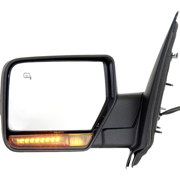 2007-2017 Ford Expedition - Driver Side Mirror, Non-Towing, Power, Manual Folding, Heated, Textured Black, In-housing Signal Light, With memory, With Puddle Light, No Auto-Dimming, No Blind Spot Feature