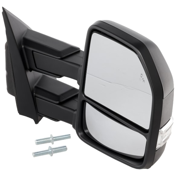 2017 Ford F-150 - Passenger Side Towing Mirror, Power Adjust, Heated, Textured Black, Power Folding, In-housing Signal Light, With Blind Spot Detection in Glass, With Memory, With Puddle Light, No Auto-Dimming
