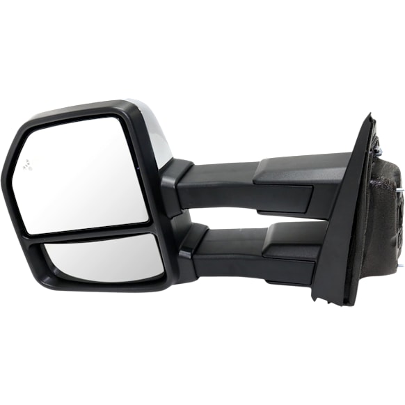 2017 Ford F-150 - Driver Side Towing Mirror, Power Adjust, Heated, Chrome, Power Folding, In-housing Signal Light, With Blind Spot Detection in Glass, With Memory, With Puddle Light, No Auto-Dimming, Extended Cab Pickup
