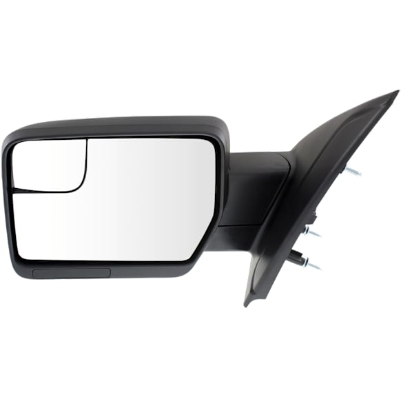 2014 Ford F-150 XL - Driver Side Mirror, Power Adjust, Non-Heated, Textured Black, Manual Folding, No Signal Light, With Blind Spot Glass, No Memory, No Puddle Light, No Auto-Dimming