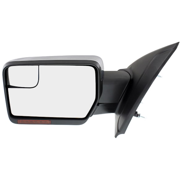 2011-2014 Ford F-150 - Driver Side Mirror, Power Adjust, Heated, Power Folding, Chrome, In-housing Signal Light, With Memory, With Puddle Light, No Auto-Dimming, With Blind Spot Glass