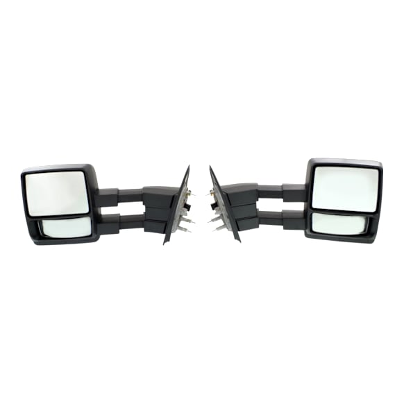 2006 Ford F-150 - Driver and Passenger Side Towing Mirror, New Body Style, Power Adjust, Non-Heated, Textured Black, Manual Folding, No Signal Light, No Blind Spot Feature, No Memory, No Puddle Light, No Auto-Dimming