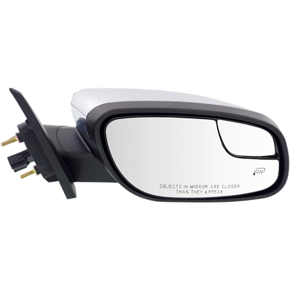 Passenger Side Mirror, Power Adjust, Heated, Manual Folding, Chrome, No Signal Light, With Memory, With Puddle Light, No Auto-Dimming, With Blind Spot Glass