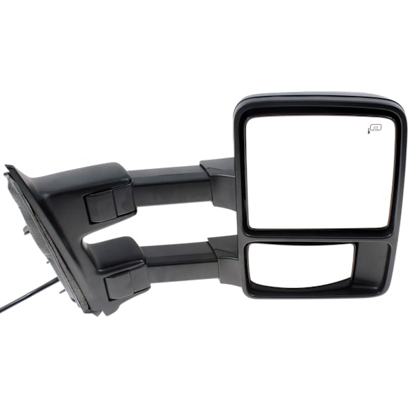 2011 Ford F-250 Super Duty Lariat - Passenger Side Towing Mirror, Power Adjust, Heated, With 1 Chrome and 1 Paintable Cap, Power Folding, In-housing Signal Light, No Blind Spot Feature, With Memory, No Puddle Light, No Auto-Dimming, Crew Cab Pickup
