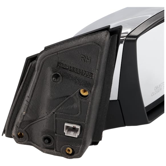 Passenger Side Mirror, Power, Manual Folding, Heated, Chrome, No Signal Light, No Memory, No Puddle Light, No Auto-Dimming, No Blind Spot Feature