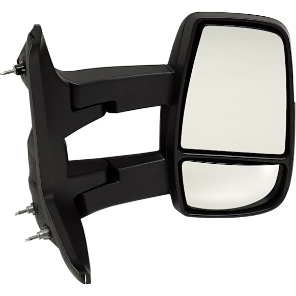 2018 Ford Transit-350 - Passenger Side Towing Mirror, For Models With Medium or High Roof, Manual Adjust, Heated, Textured Black, Manual Folding, No Signal Light, No Blind Spot Feature, No Memory, No Puddle Light, No Auto-Dimming