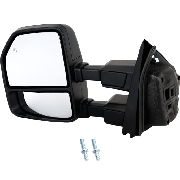 Driver Side Towing Mirror, Upper - Power Adjust, Lower - Manual Adjust, Heated, Power Folding, Paintable, In-housing Signal Light, No Memory, With Puddle Light, No Auto-Dimming