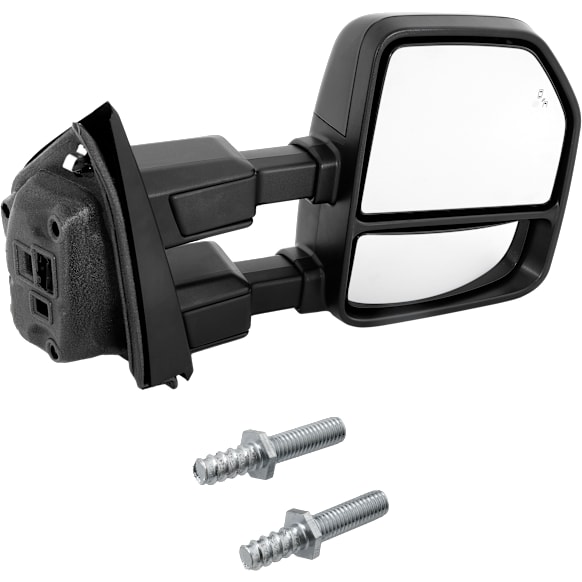 Passenger Side Towing Mirror, Upper - Power , Lower - Manual Adjust, Heated, Power Folding, Paintable, with Memory, with Blind Spot Detection in Glass, with Spotlight and Temp Sensor