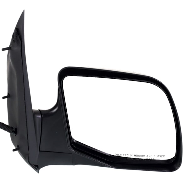 1992-2002 Ford E-250 Econoline - 3-bolt mount, Passenger Side Mirror, Power, Heated, Manual Folding, Textured Black, No Signal Light, No Memory, No Puddle Light, No Auto-Dimming, No Blind Spot Feature