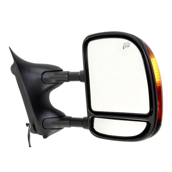 2006 Ford F-250 Super Duty - Passenger Side Towing Mirror, Power Adjust, Heated, Textured Black, Manual Folding, In-housing Signal Light, With Blind Spot Glass, No Memory, No Puddle Light, No Auto-Dimming