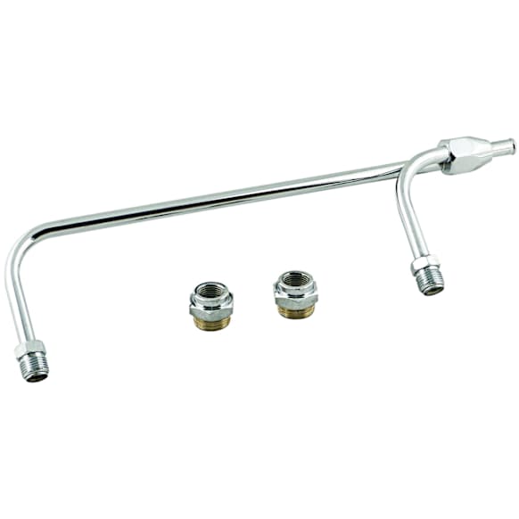 1552 Fuel Line - 3/8 Inch Dual Inlet - Chrome, Fits Holley 4150 style Carburetors with 9-5/16 Inch centers.