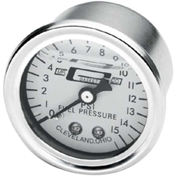 1563 Fuel Pressure Gauge - 0-15 PSI - 1/2 Inch Diameter - Liquid Filled