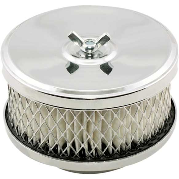 4354 Air Cleaner - Deep Dish - 4 Inch x 2 Inch - Chrome, Fits 1 and 2-Barrel Carburetors with 2-5/16 Inch or 2-5/8 Inch Carb Neck including most VW.