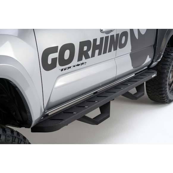 6344168720T Running Boards, Powdercoated Textured Black, Steel, with 2-Pairs of RB10 Drop Steps, 4-Door, Crew Cab Pickup, Crew Max, RB10 Raptor-Style Series