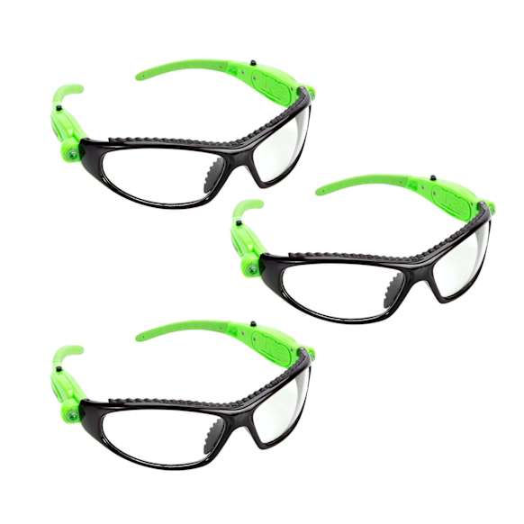 26017PK3 Black and Green LED Safety Glasses (3 Pack)
