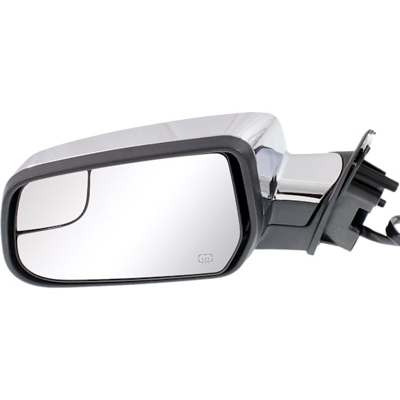 Driver Side Mirror, Power Adjust, Heated, Manual Folding, Chrome, No Signal Light, No Memory, No Puddle Light, No Auto-Dimming, No Blind Spot Feature