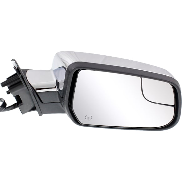 Passenger Side Mirror, Power Adjust, Heated, Manual Folding, Chrome, No Signal Light, No Memory, No Puddle Light, No Auto-Dimming, No Blind Spot Feature