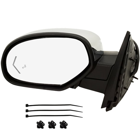 2009 Chevrolet Tahoe - Driver Side Mirror, Power Adjust, Heated, Chrome, Power Folding, In-glass Signal Light, With Blind Spot Detection in Glass, With Memory, With Puddle Light, No Auto-Dimming