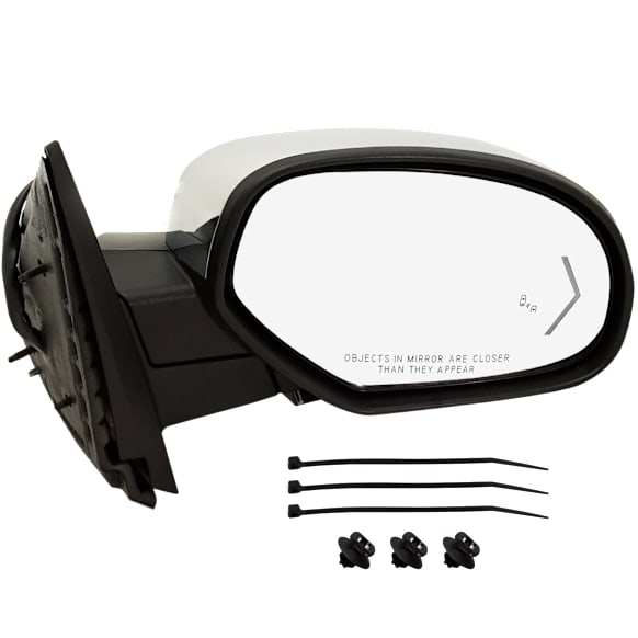 Passenger Side Mirror, Power Adjust, Heated, Power Folding, Chrome, In-glass Signal Light, With Memory, With Puddle Light, No Auto-Dimming, With Blind Spot Detection in Glass