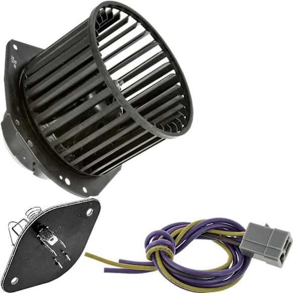 1992 Chevrolet K2500 - 3-Piece Kit Blower Motor, With Blower Wheel; 2311350; Resistor 1712157; Resistor Pigtail 1712895; ; Resistor; Resistor Pigtail; Bolt On Impellar