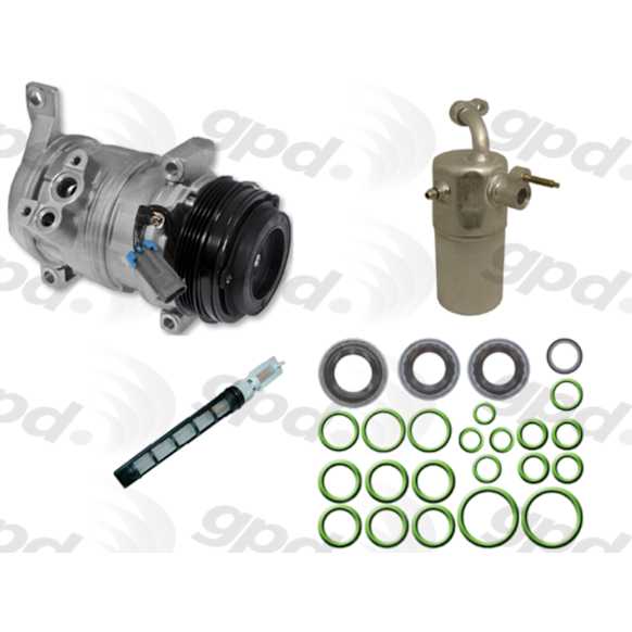 2000 Chevrolet Suburban 2500 - 4-Piece Kit A/C Compressor, 4 Groove; Front Exp Valve 3411249; O-Ring Seal Kit 1321277; 6511414; Acum/Drier 1411647; 10S20F; Without Rear A.C., With Clutch, 4-Groove Pulley, 6.0L 8Cyl