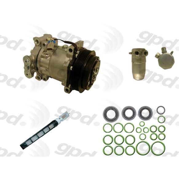9612768 A/C Compressor Kit, HT6, 6 Groove, Includes (1) A/C Compressor, (1) A/C Accumulator, (1) A/C Orifice Tube, (1) A/C O-Ring and Gasket Seal Kit