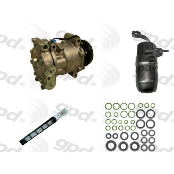9612783 GPD A/C Compressor Kit, With Clutch, 6-Groove Pulley, 8 Cyl., 6.0/6.6L Engine, includes A/C Accumulator, A/C Orifice Tube, and A/C O-Ring and Gasket Seal Kit