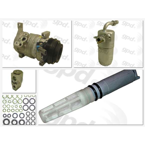 9612813 GPD A/C Compressor Kit, With Clutch, 4-Groove Pulley, 8 Cyl., 5.3/6.0L Engine, includes A/C Accumulator, A/C Expansion Valve, A/C Orifice Tube, and A/C O-Ring and Gasket Seal Kit