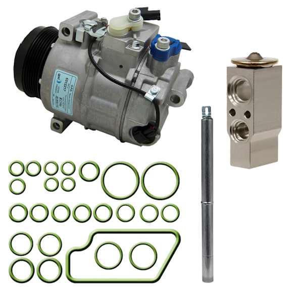 2013 Mercedes Benz GL450 - 4-Piece Kit A/C Compressor, 6 Groove; Oring Seal Kit 1321302; 6512217; 7Seu16C; Front Exp Valve 3411500; Acum/ Drier 1412066, With Clutch, 6-Groove Pulley, 4.7L 8Cyl