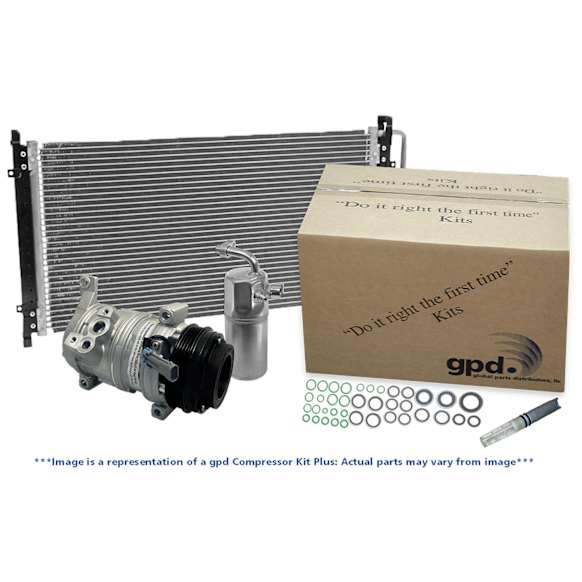2007 Mercedes Benz C230 - 4-Piece Kit A/C Compressor,  Groove; Nipp; Front Exp Valve 3411452; Oring Seal Kit 1321302; With Vertical Drier Attached On Condenser; Condenser 328C; 512104; 7Seu1C, With Clutch, 6-Groove Pulley, 2.5L 6Cyl