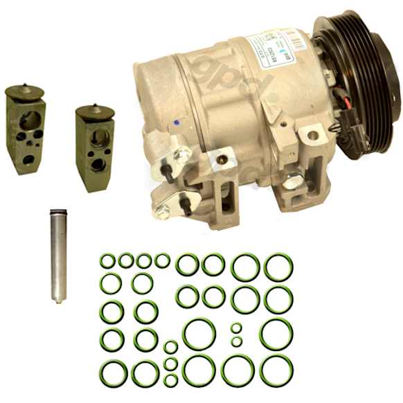 9644793 A/C Compressor Kit, Includes (1) A/C Compressor, (1) A/C Accumulator, (1) A/C Orifice Tube, (1) A/C O-Ring and Gasket Seal Kit