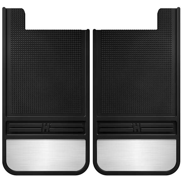 2017 Nissan Rogue Sport - Rear, Driver and Passenger Side Mud Flaps, with Weight, Black With Polished Weight, Rubber and Stainless Steel