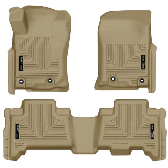 2023 Toyota 4Runner - Front and Second Row Molded Floor Liner, Sport Utility, Tan, Made of Thermoplastic, Weatherbeater Series