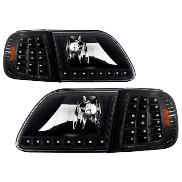2001 Ford F-150 - Driver and Passenger Side Halogen Headlight, Without bulb(s), Smoked Lens, Black Interior, Xtune Series